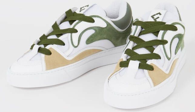FLÂNEUR Avenue sneaker van kalfsleer met mesh en suède details