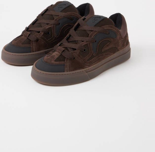 FLÂNEUR Avenue sneaker van suède met kalfsleren details