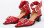Ganni Rode Open Teen Gesp Pumps Red Dames - Thumbnail 6