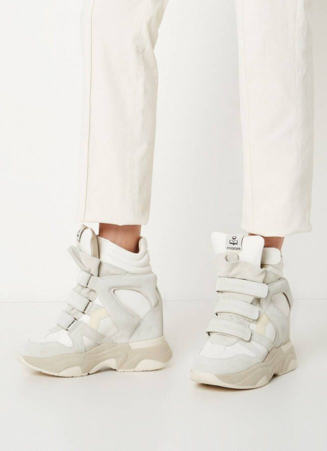 Isabel marant Balskee sneakerwedge van leer met suède details