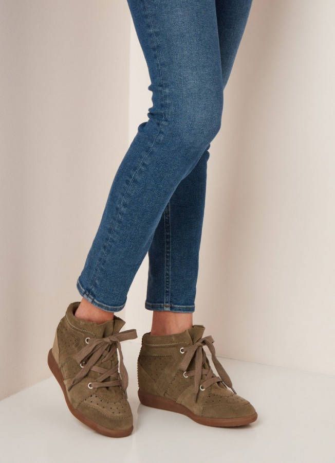 Isabel marant Bobby sneakerwedge van kalfssuède - Schoenen.nl