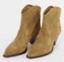 Isabel Marant Étoile Cowboy Boots-Style Zwarte Geborduurde Enkellaarsjes Beige Dames - Thumbnail 10