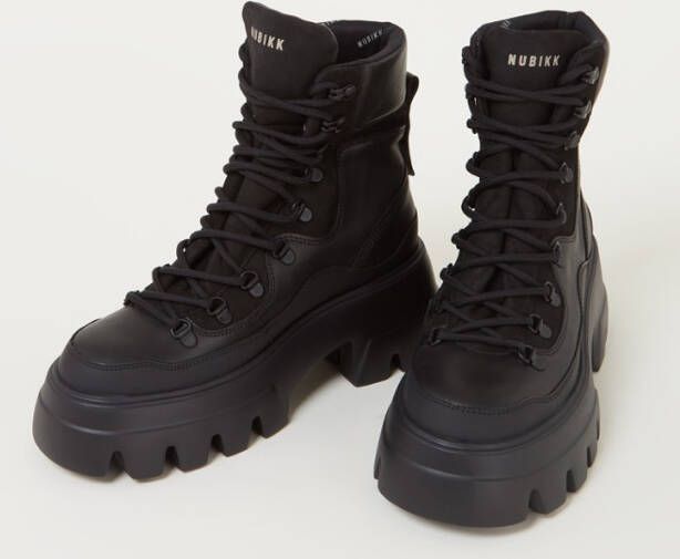 Nubikk Flore Montagne biker boot van leer met nubuck details