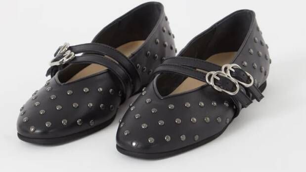 Nubikk Gisele Grace ballerina van leer met studs