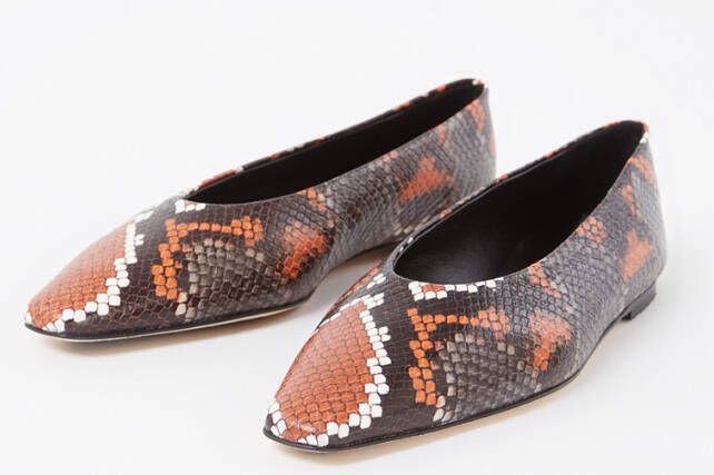 Odare Bilbao ballerina van leer met slangenprint