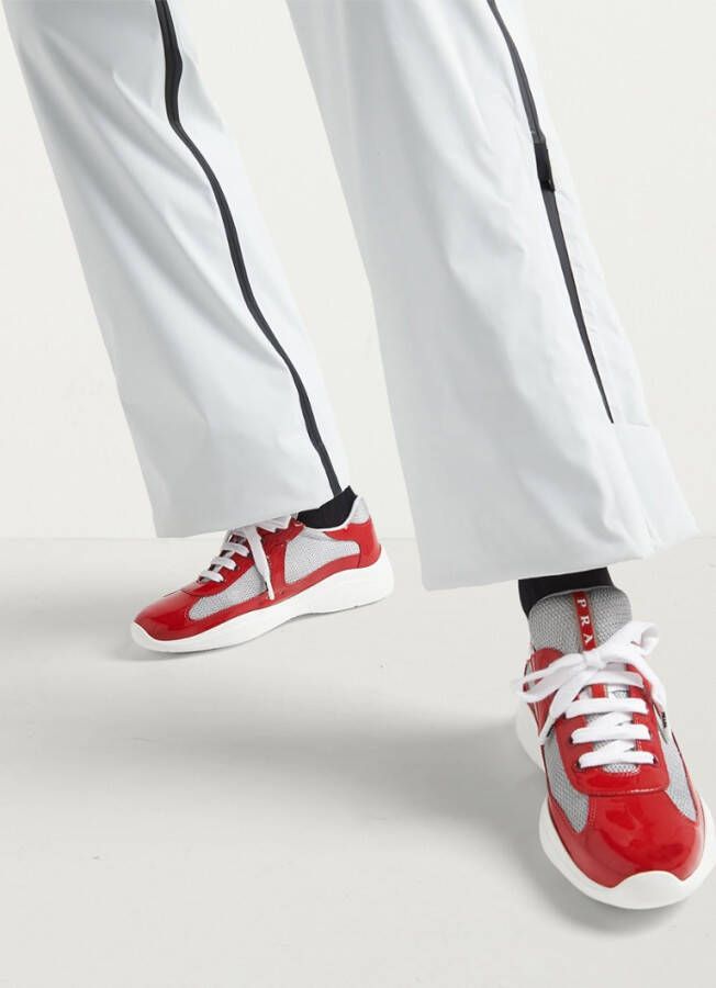 Prada America's Cup sneaker met lakleren details