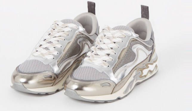 sandro Sneaker van leer met mesh details