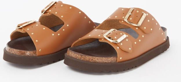 Scholl Beatriz slipper van leer met studs