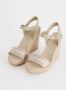 Bruin Tinten Seasonal Webbing Wedge Sandalen Met Sleehak Dames Beige - Thumbnail 8