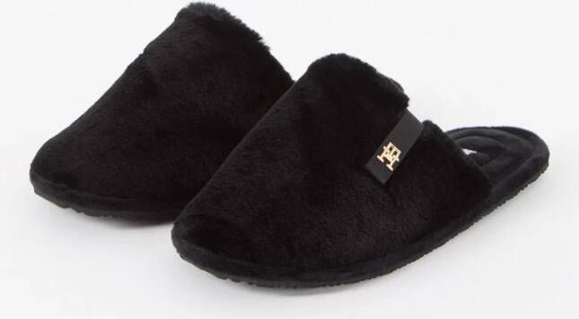 Tommy Hilfiger Pantoffel van imitatiebont met logo
