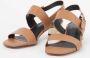 Tommy Hilfiger Bruine leren blokhak sandalen - Thumbnail 4