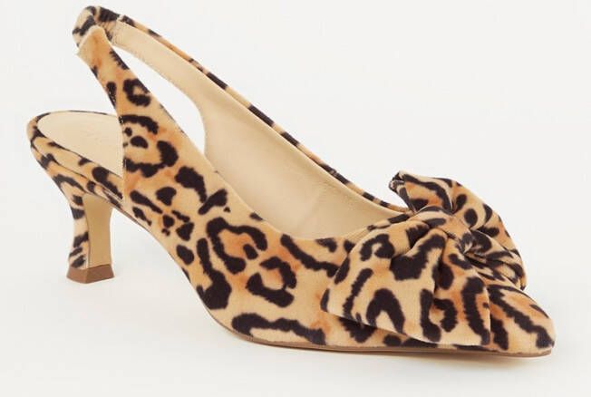 Fabienne Chapot leren slingback pumps met panterprint beige - Foto 3