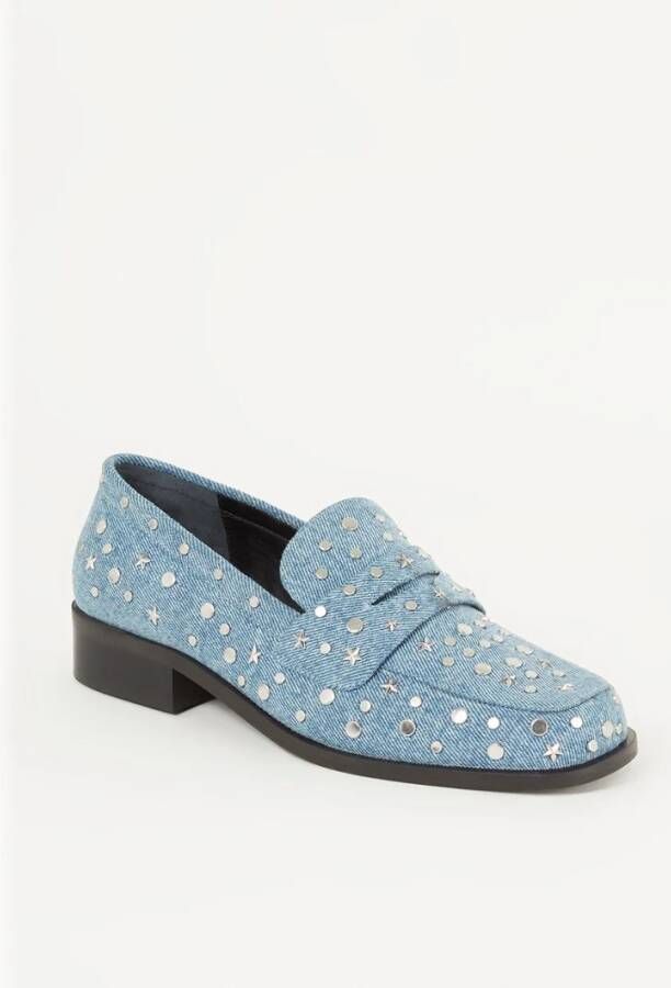 Fabienne Chapot Pim loafer van denim met studs