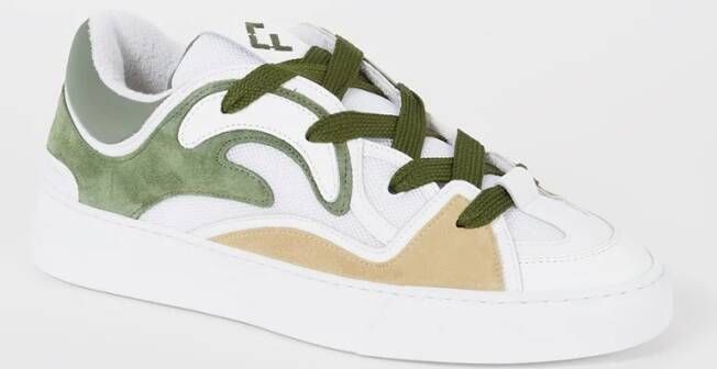 FLÂNEUR Avenue sneaker van kalfsleer met mesh en suède details