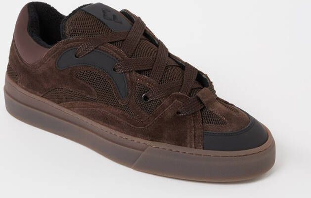 FLÂNEUR Avenue sneaker van suède met kalfsleren details