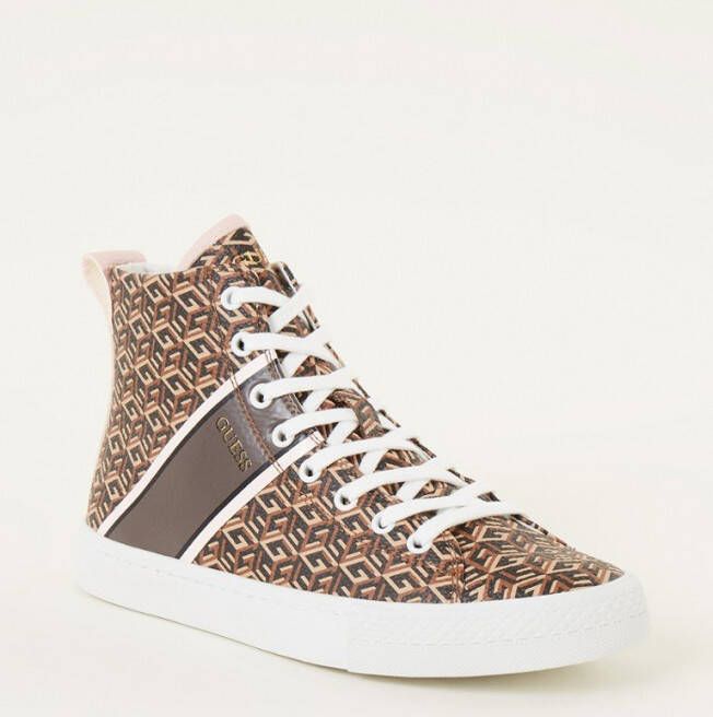 GUESS Sneakers Elga hoge sneakers bruin met vetersluiting - Foto 3