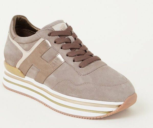 Hogan Bruine en Gouden Sneakers met Suède en Metallic Leer Brown Dames - Foto 7