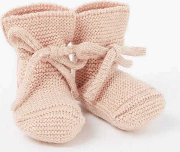 Hvid Booties grofgebreide babyslofjes van wol
