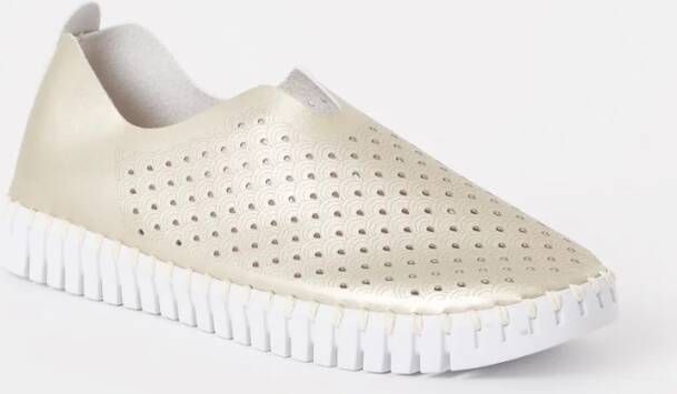 Ilse Jacobsen Espadrille van leer met metallic finish