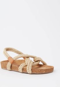 Jonak Willow Corde gevlochten sandaal met leren details