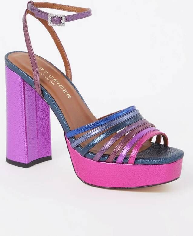 Kurt Geiger Pierra sandalette van leer met metallic finish - Foto 5