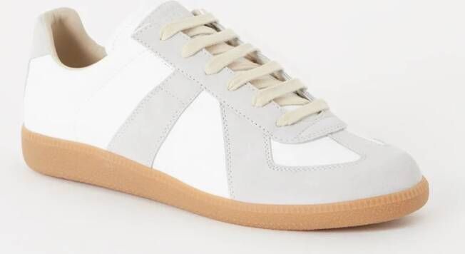 Maison Margiela Witte Leren Sneakers met Grijze Suède Inzetstukken White - Foto 16