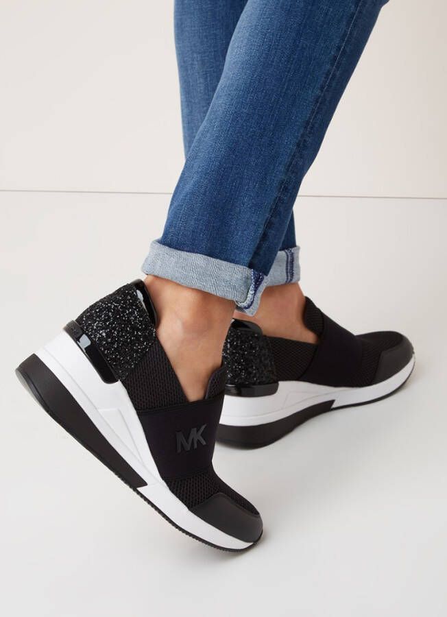 Michael Kors Felix sneaker met gebreid bovenwerk en strass