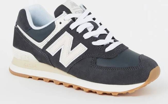 New Balance 574 sneaker van suède met leren details