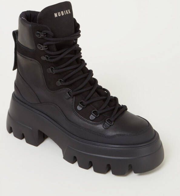 Nubikk Flore Montagne biker boot van leer met nubuck details