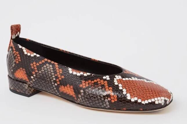 Odare Catagena ballerina van leer met slangenprint