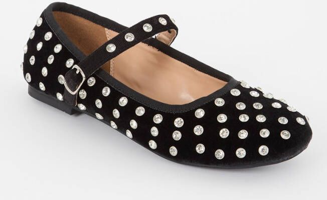 Sofie Schnoor Ballerina van fluweel met strass - Foto 3