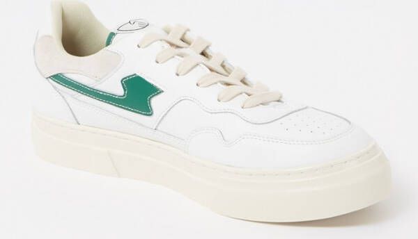 S.w.c. Stepney Workers Club Stepney Workers Club Pearl Strike Leather Sneakers White Green Beige Heren - Foto 5