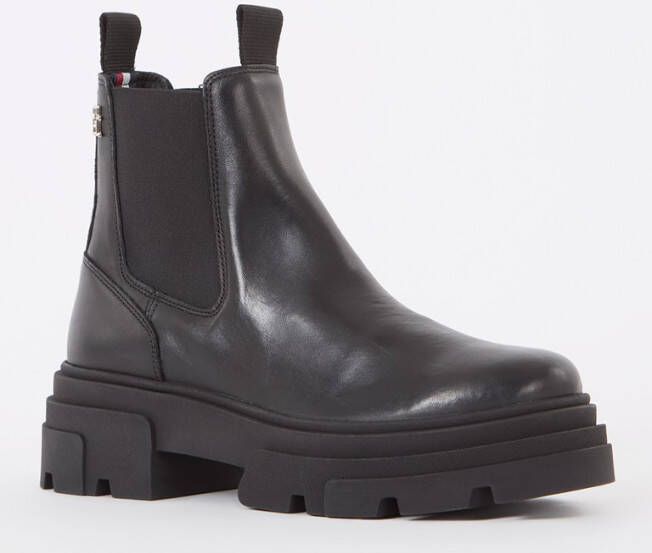 Tommy Hilfiger Chelsea-boots COMBAT LEATHER LOW CHELSEA hakken enkellaars chunky boots met twee aantrek-lussen - Foto 4