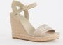 Bruin Tinten Seasonal Webbing Wedge Sandalen Met Sleehak Dames Beige - Thumbnail 3