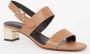Tommy Hilfiger Bruine leren blokhak sandalen - Thumbnail 2