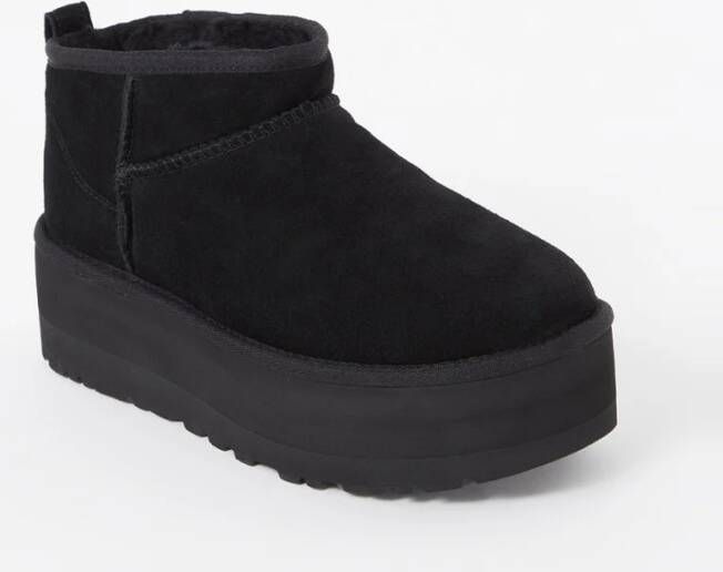 UGG Vachtlaarzen Dames W Classic Ultra Mini Platform Maat: 41 Materiaal: Suède Kleur: Zwart - Foto 5
