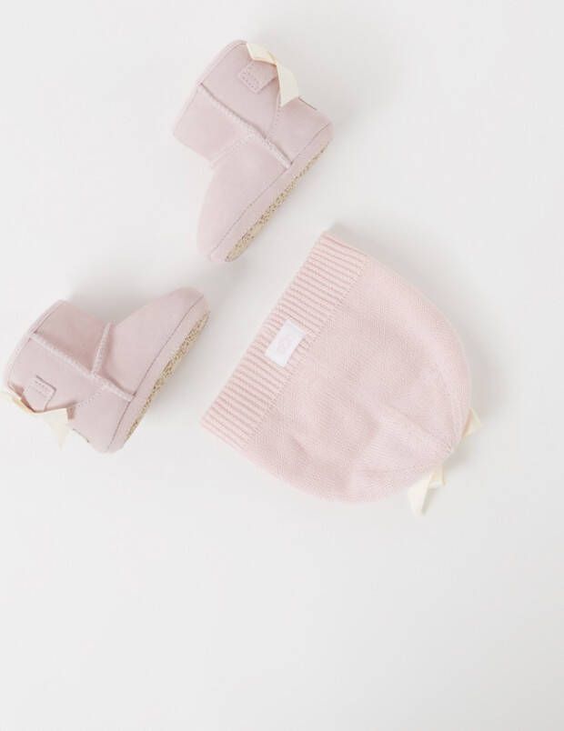 Ugg Jesse Bow ll babyschoentje van suède met muts in giftset