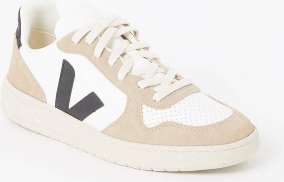 Veja V-10 sneaker van leer met suède details