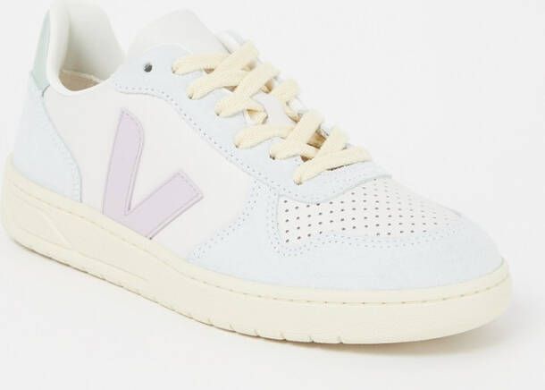 Veja V-10 sneaker van leer met suède details