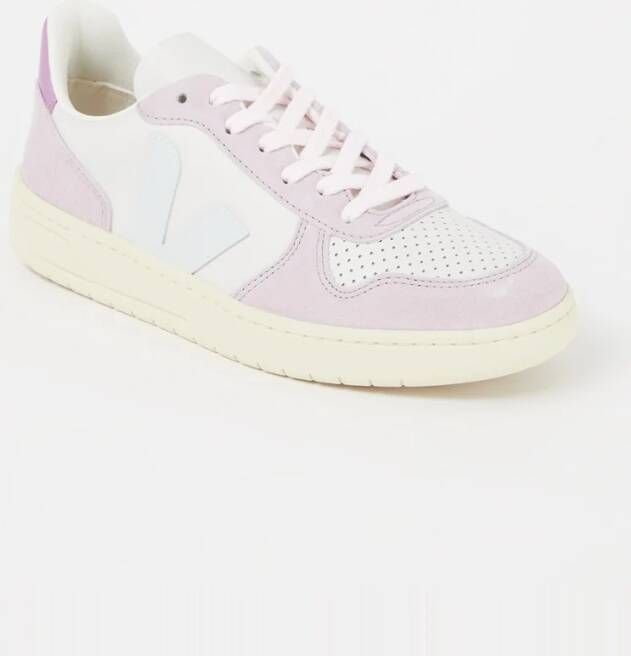 Veja V-10 sneaker van leer met suède details