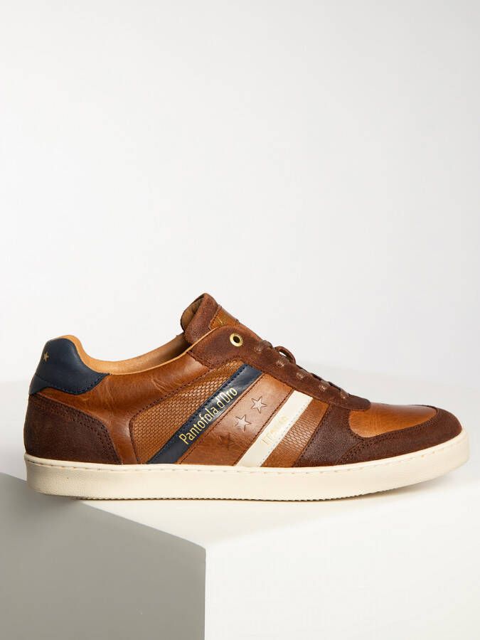 Pantofola d'Oro Soverato Sneakers Heren Leren Veterschoenen Cognac