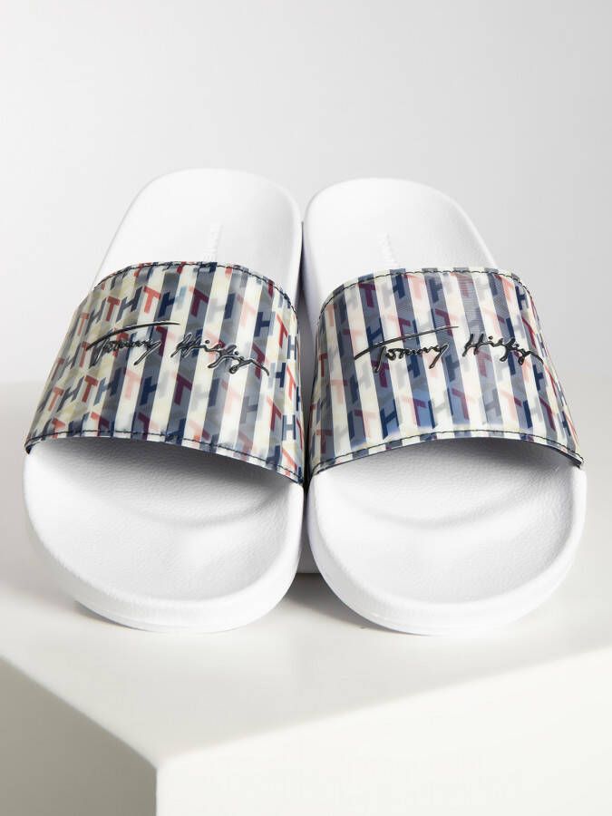 Tommy Hilfiger Badslippers in wit voor Dames Monogram TH Pool Slide