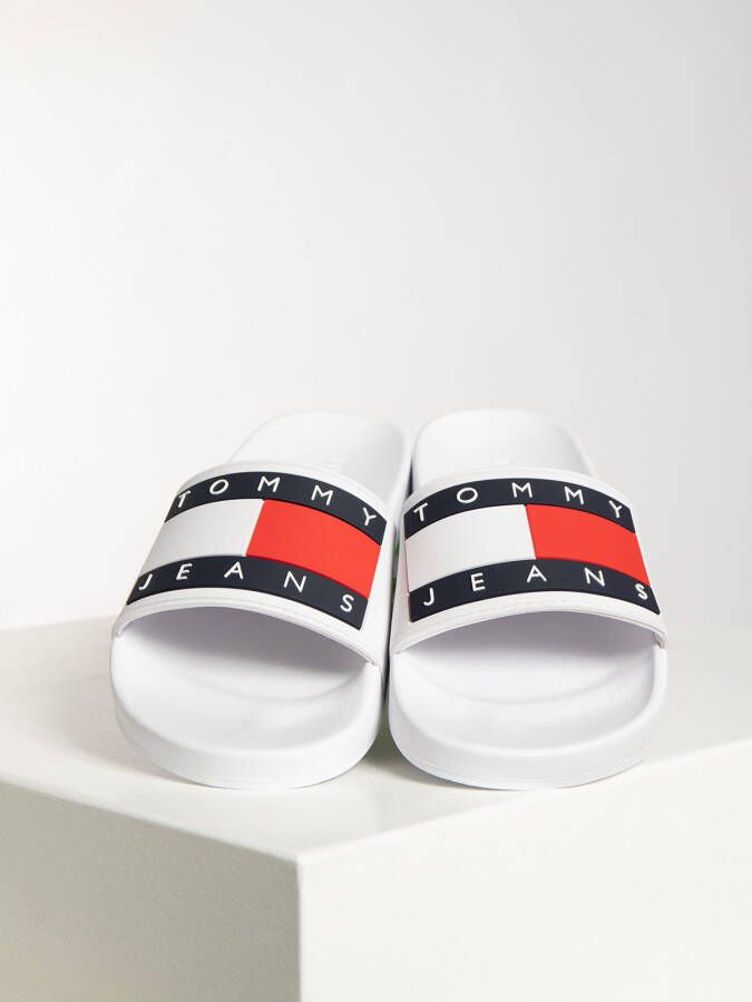 Tommy Hilfiger Badslippers in wit voor Dames Tommy Jeans Flag Pool Slide