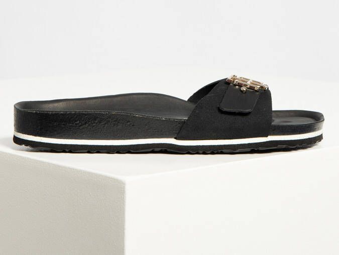 Tommy Hilfiger Slippers in zwart voor Dames TH Molded footbed Sandal