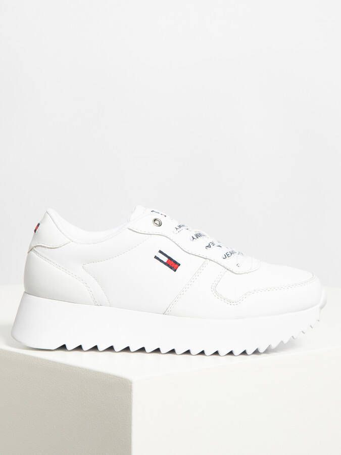 Tommy Hilfiger High Cleated Leather EN0EN01120-YBR Vrouwen Wit Sneakers maat:  40 EU - Schoenen.nl