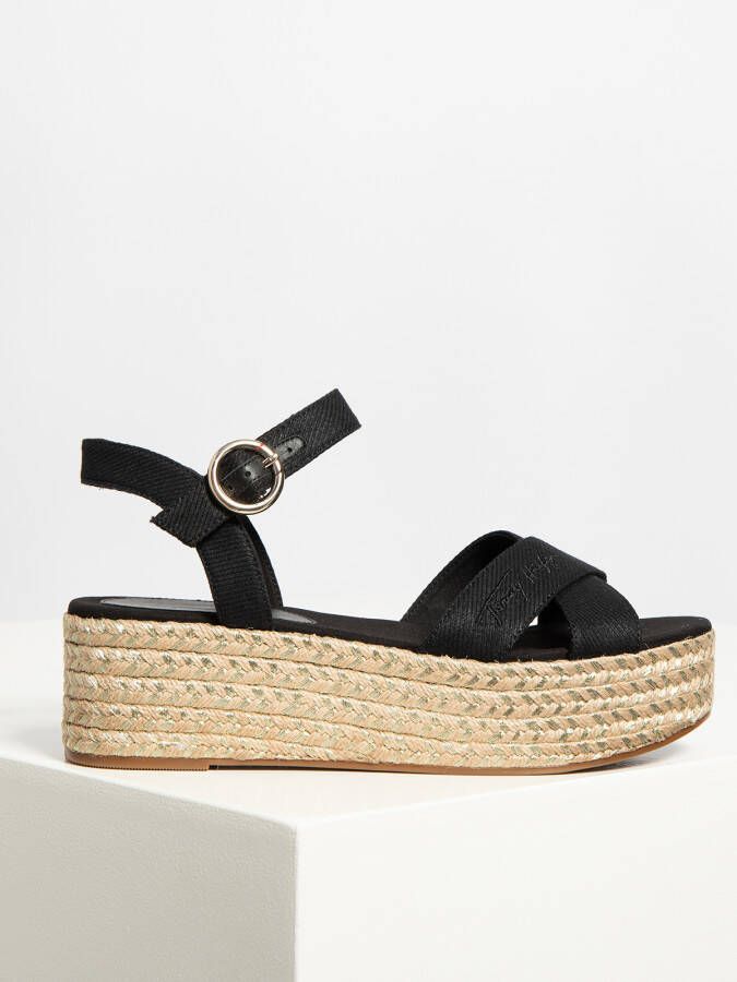 Tommy Hilfiger Wedges in zwart voor Dames TH Signature Flatform Sandal