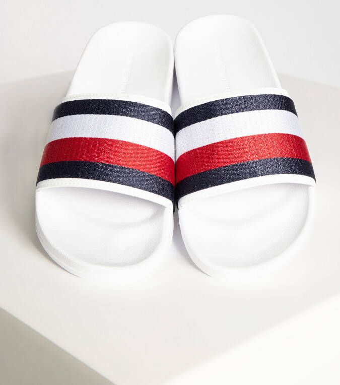 Tommy Hilfiger Badslippers SHIMMERY RIBBON POOL SLIDE met gestreepte band - Foto 2
