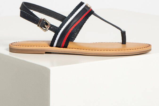 Tommy Hilfiger NU 21% KORTING Sandalen CORPORATE WEBBING FLAT SANDAL met teenbandje