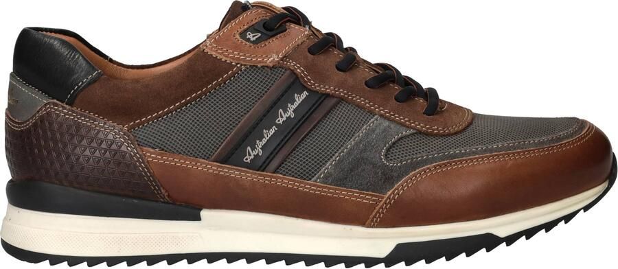 Australian Filmon PKK Grey Brown Black Sneakers Grijs Bruin Zwart Leer en Suede Heren Grijs Bruin