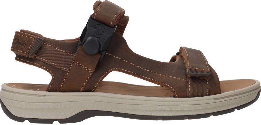 Clarks Magnetische Sluiting Leren Sandaal Brown Heren - Foto 3